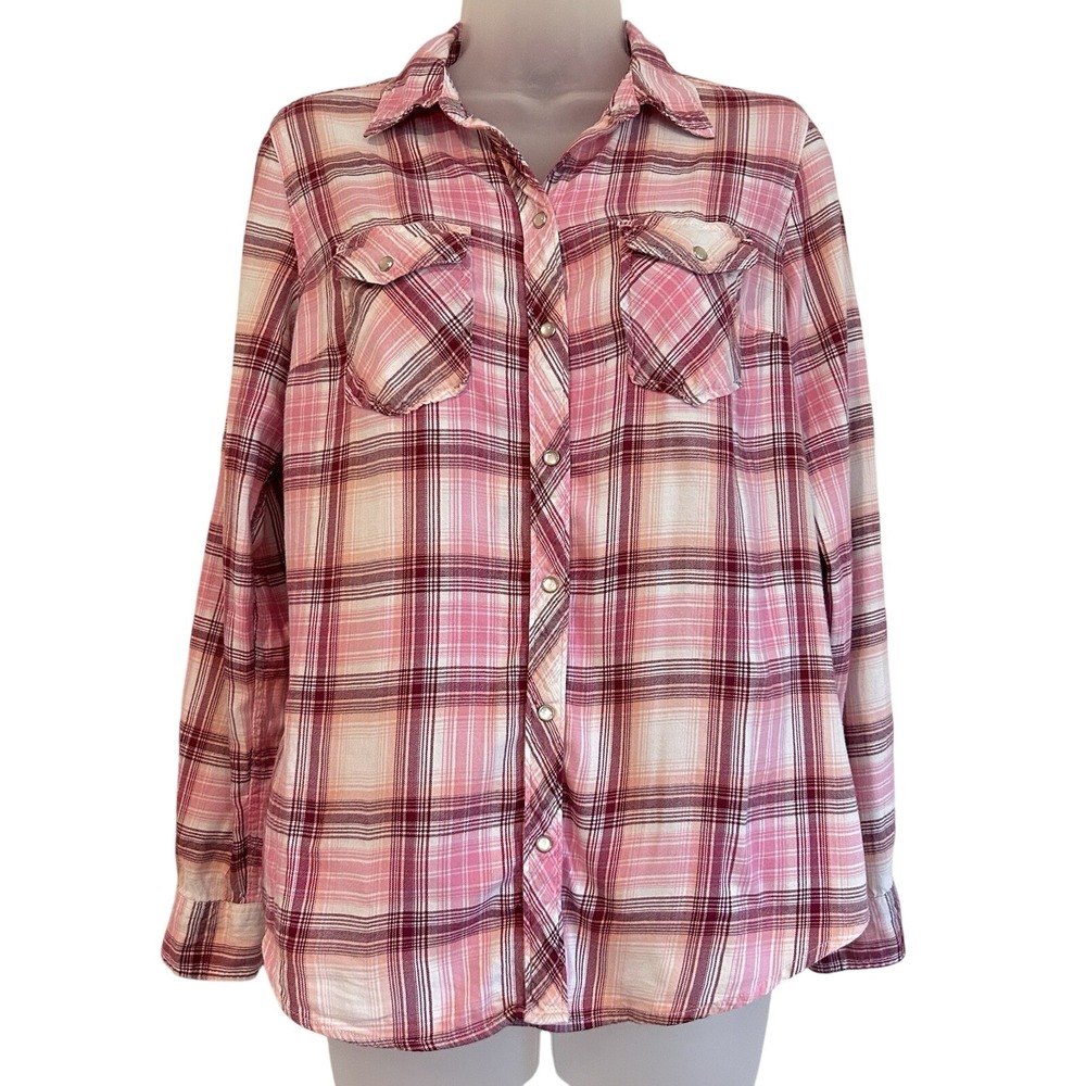 Bit and Bridle Plaid Western Pearl Snap Pink Shirt Sz S Cowgirl Feminine